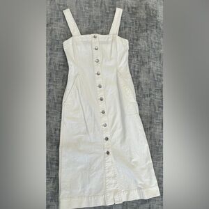 Club Monaco Strapless White Dress with Silver Buttons